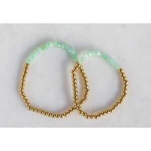 Gemstone & Gold Stretch Bracelet Matching Set for Mom & Daughters Non-Tarnish